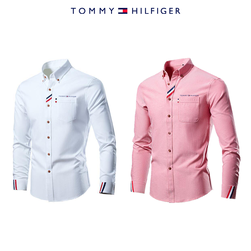 Tommy Hilfiger Nová pánska košeľa s dlhým rukávom a vreckami, dvojdielna súprava