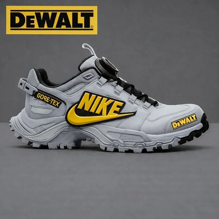 Wodoodporne i oddychające męskie buty robocze i turystyczne marek NIKE® i DEWALT idealnie nadają się do pracy i aktywności na świeżym powietrzu.
