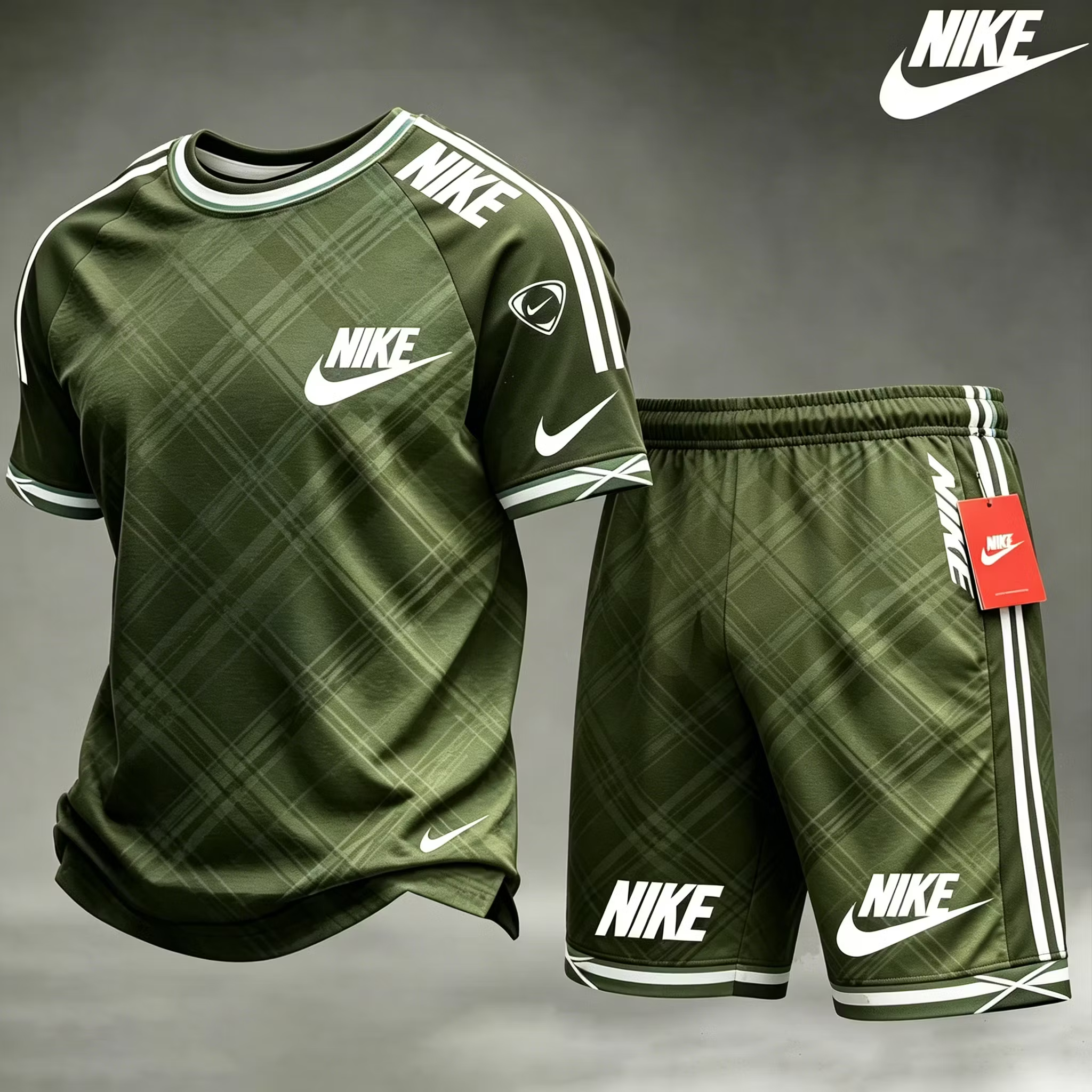 Strój piłkarski Nike z wzorem kratowym, przewiewna tkanina na lato