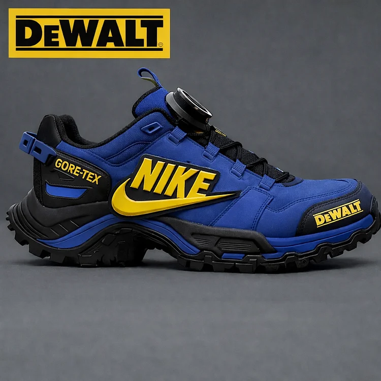 Wodoodporne i oddychające męskie buty robocze i turystyczne marek NIKE® i DEWALT idealnie nadają się do pracy i aktywności na świeżym powietrzu.