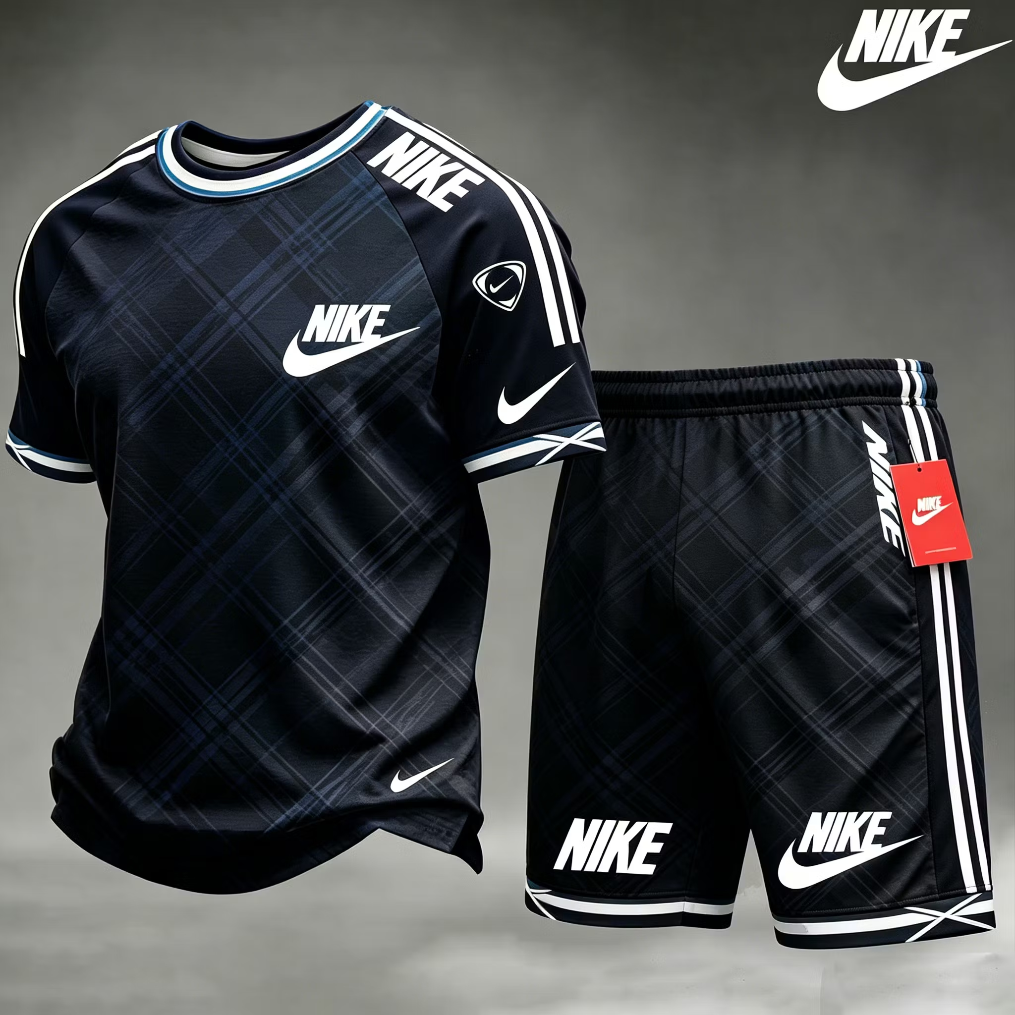 Strój piłkarski Nike z wzorem kratowym, przewiewna tkanina na lato