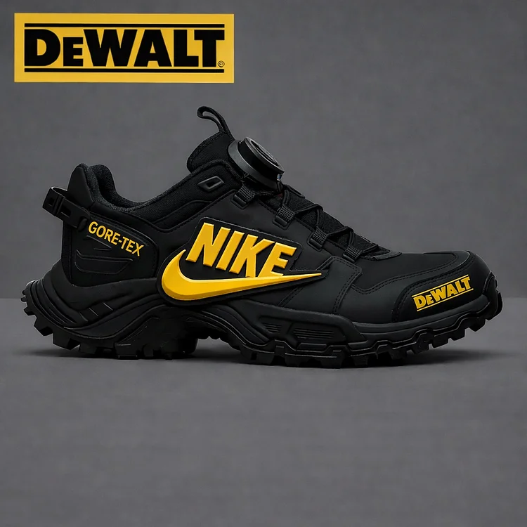 Wodoodporne i oddychające męskie buty robocze i turystyczne marek NIKE® i DEWALT idealnie nadają się do pracy i aktywności na świeżym powietrzu.