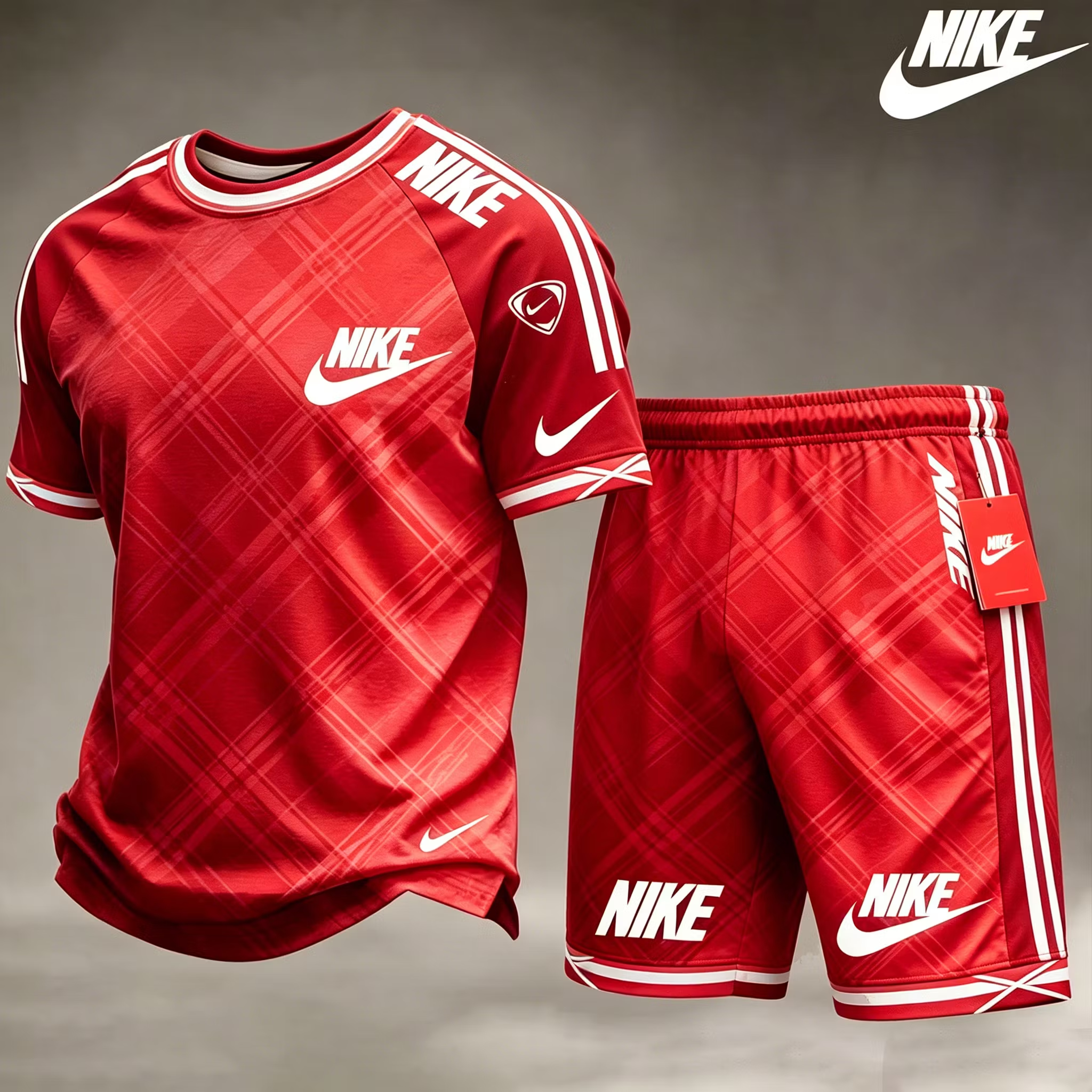 Strój piłkarski Nike z wzorem kratowym, przewiewna tkanina na lato