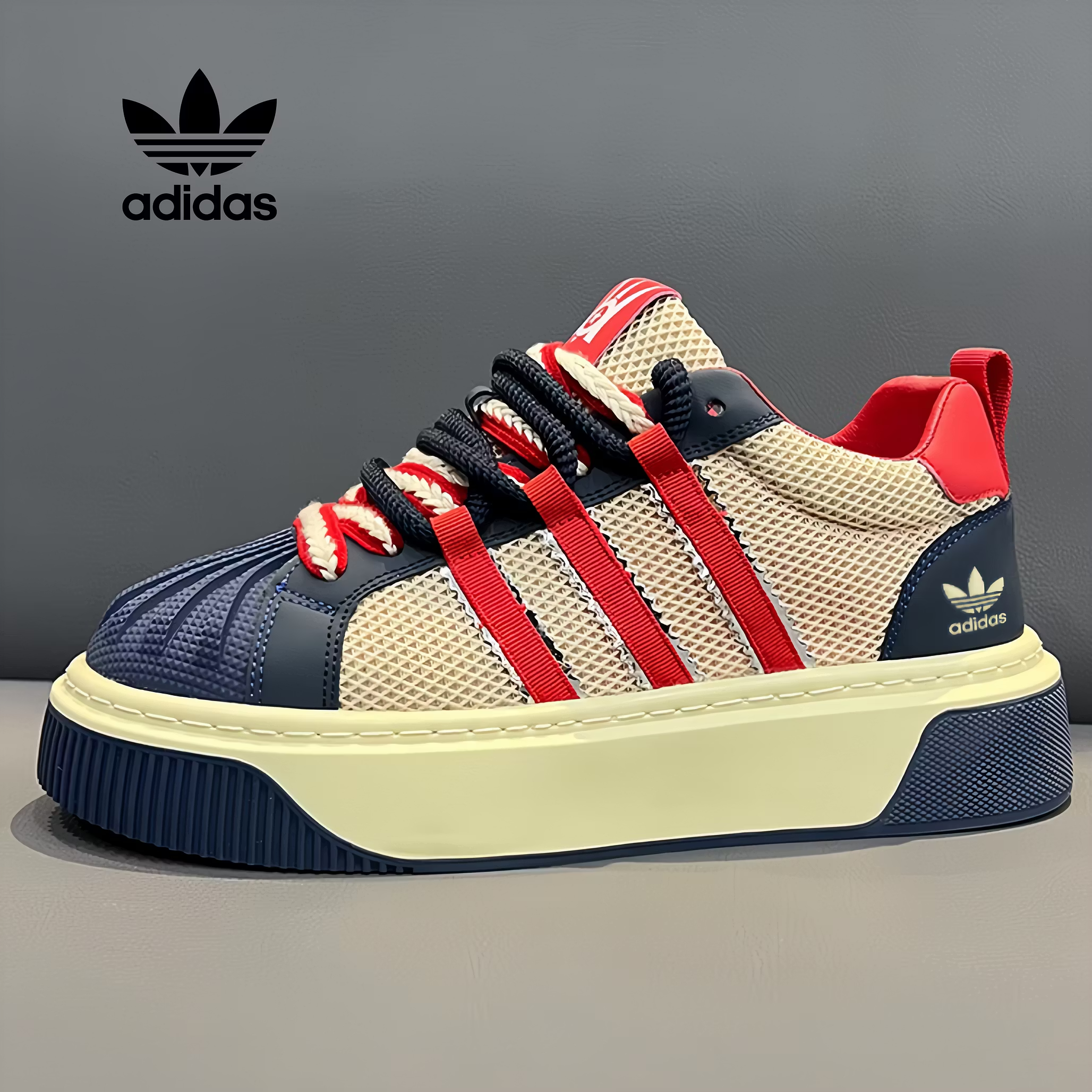 Adidas Buty Rekreacyjne z Muszlą na Przodzie i Podwyższoną Podeszwą