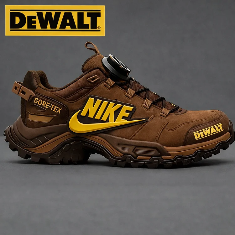 Wodoodporne i oddychające męskie buty robocze i turystyczne marek NIKE® i DEWALT idealnie nadają się do pracy i aktywności na świeżym powietrzu.