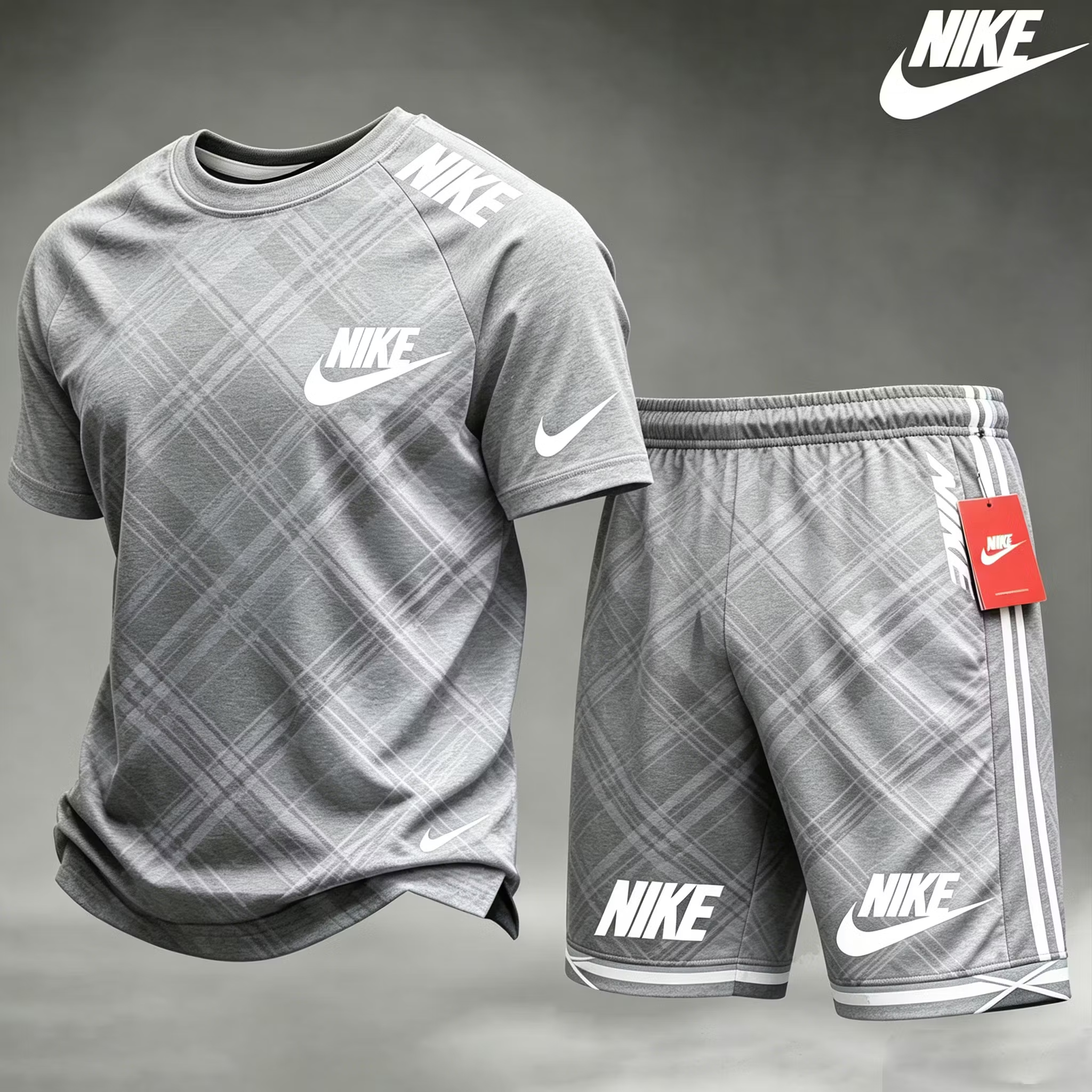 Strój piłkarski Nike z wzorem kratowym, przewiewna tkanina na lato