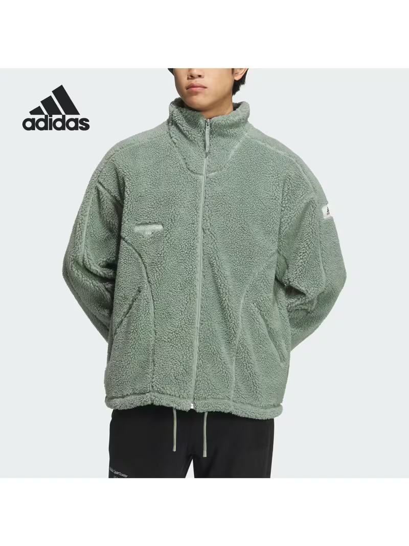 Męska i damska bluza sherpa adidas® z pełnym zamkiem i stojącym kołnierzem – ciepła na każdą okazję