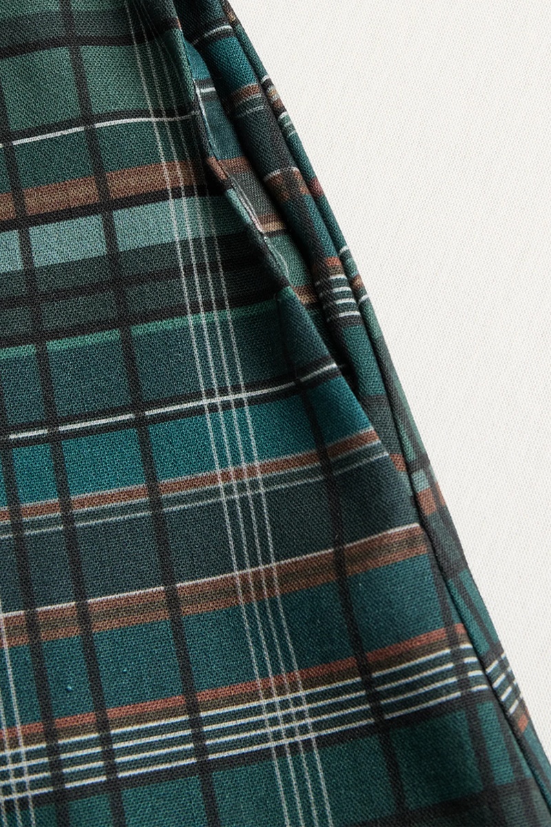Damen Maxikleid mit Karomuster, Reverskragen und Knopfleiste