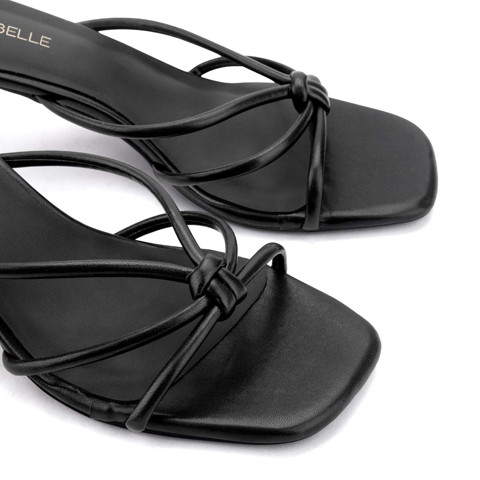 Womens Strappy Kitten Heels Square Open Toe Stiletto Heels