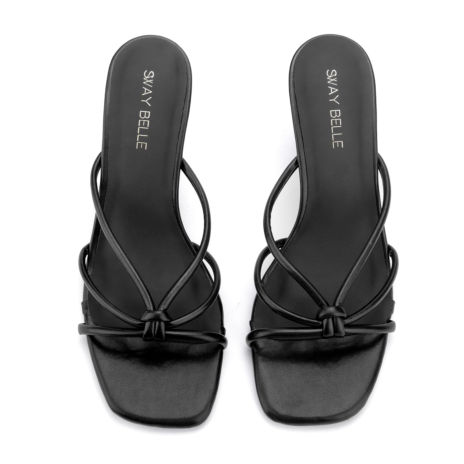 Womens Strappy Kitten Heels Square Open Toe Stiletto Heels