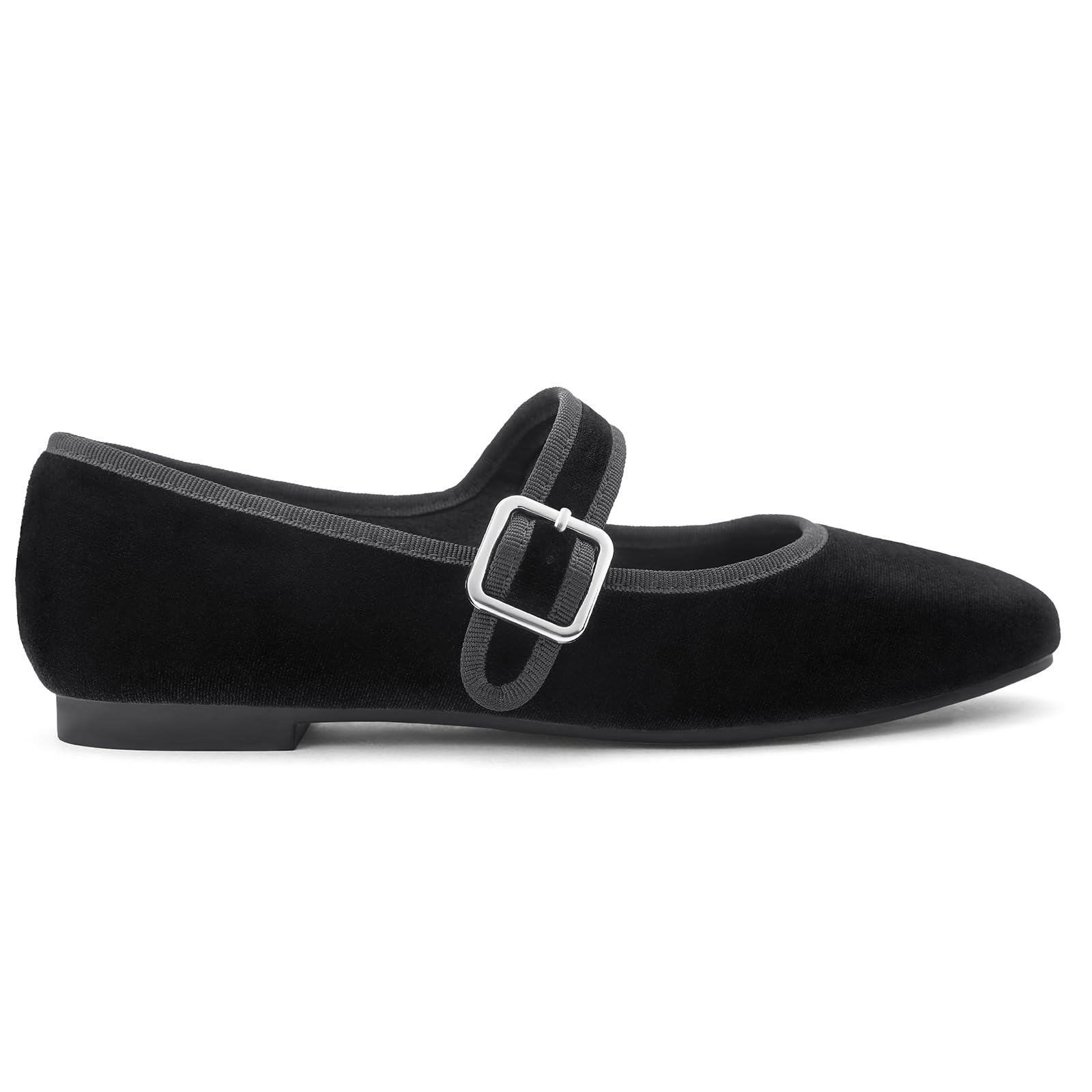Womens Velvet Mary Jane Ballet Flats