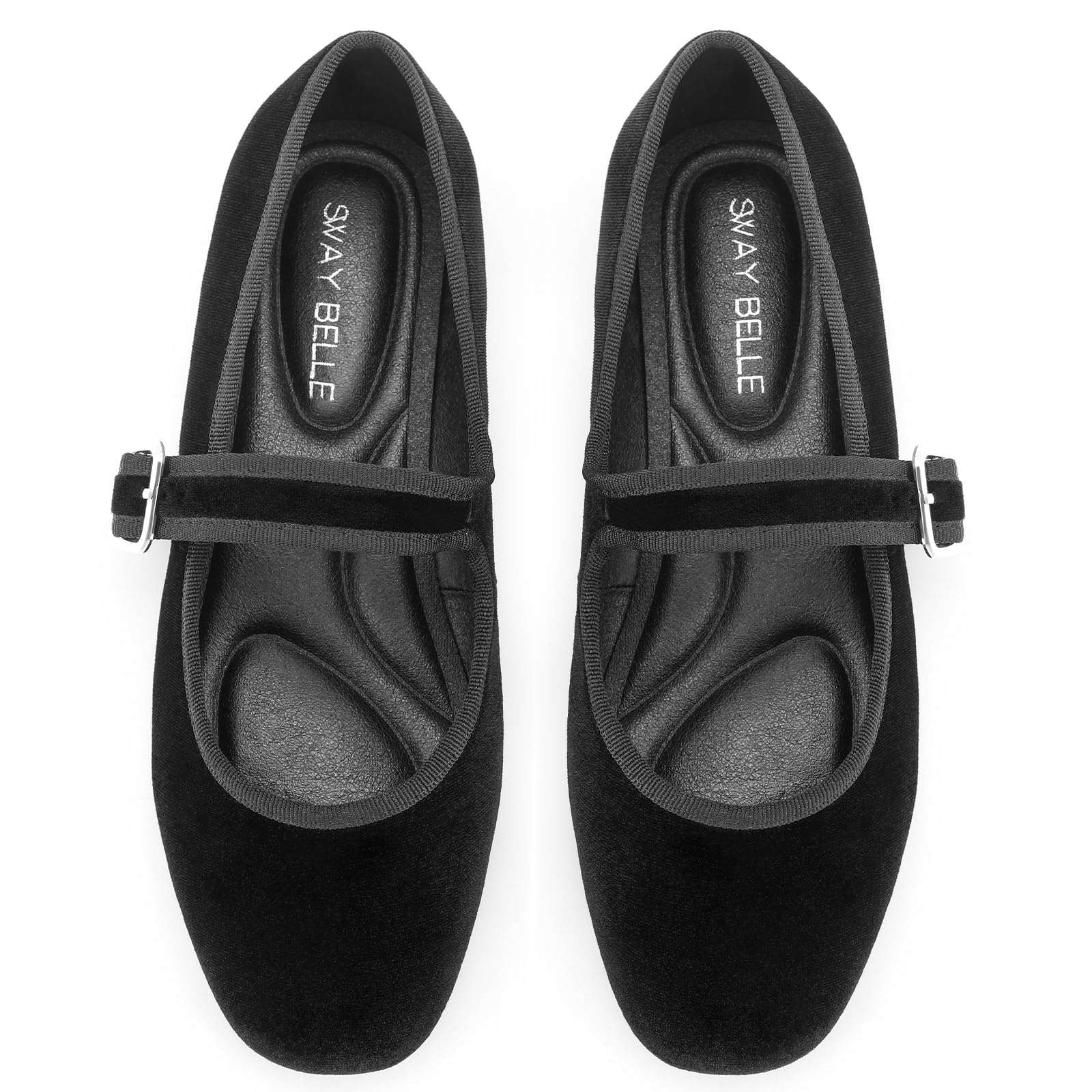 Womens Velvet Mary Jane Ballet Flats