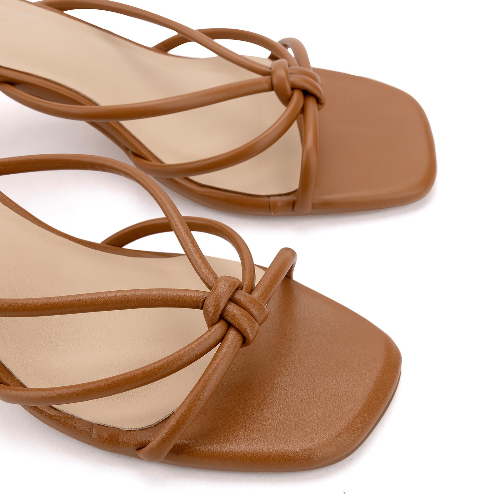 Womens Strappy Kitten Heels Square Open Toe Stiletto Heels