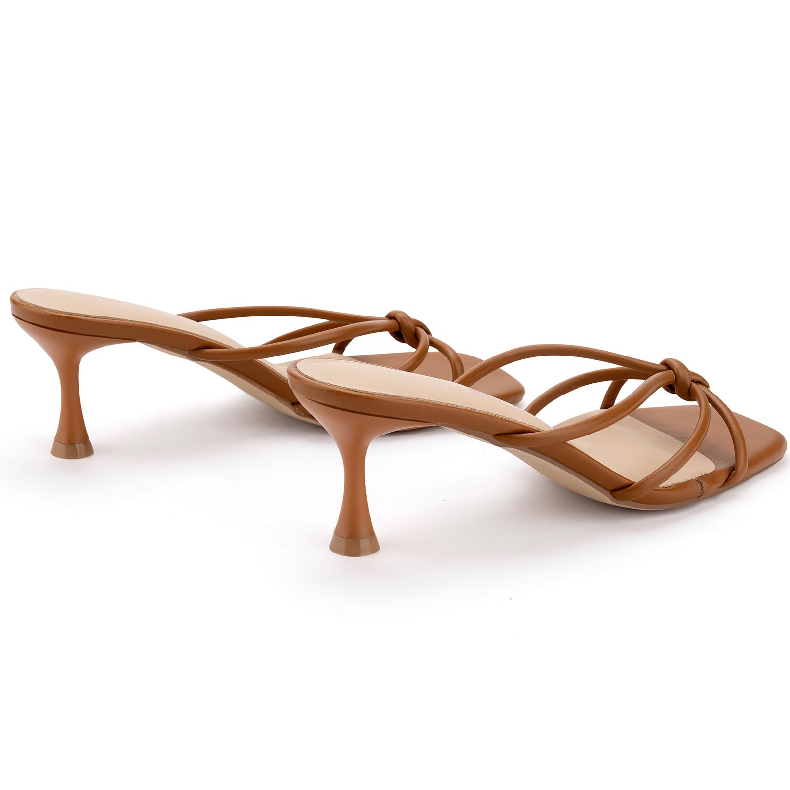 Womens Strappy Kitten Heels Square Open Toe Stiletto Heels