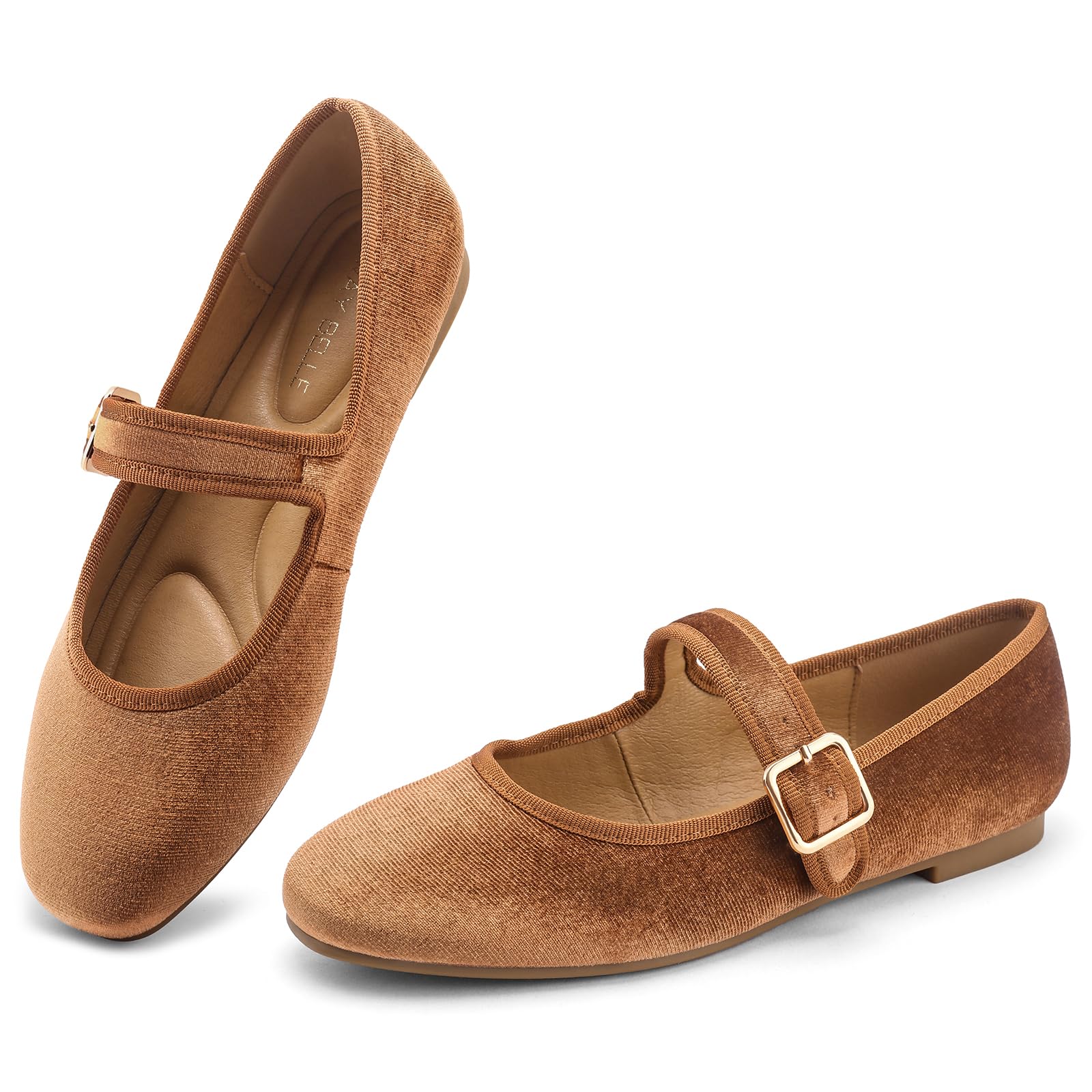 Womens Velvet Mary Jane Ballet Flats