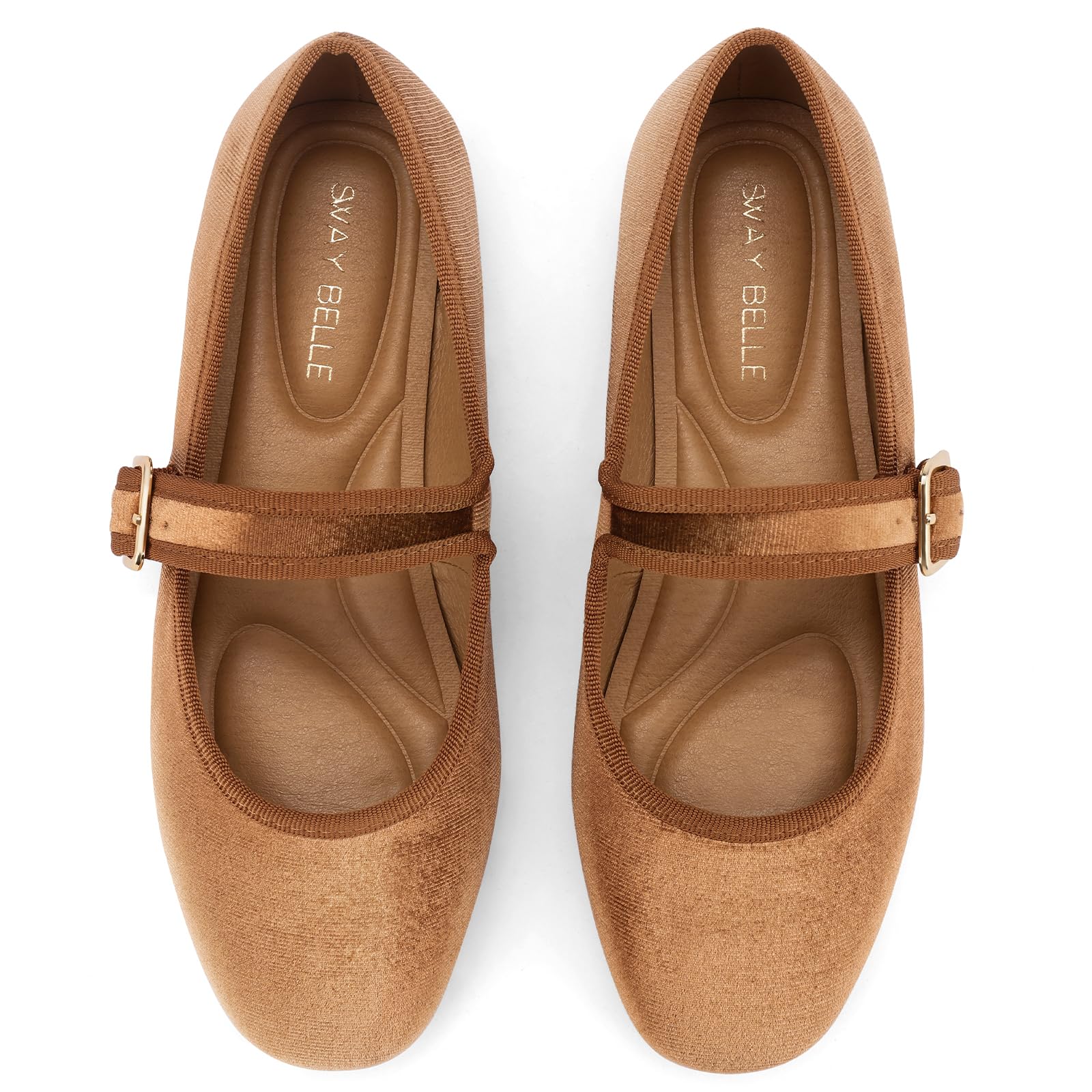 Womens Velvet Mary Jane Ballet Flats