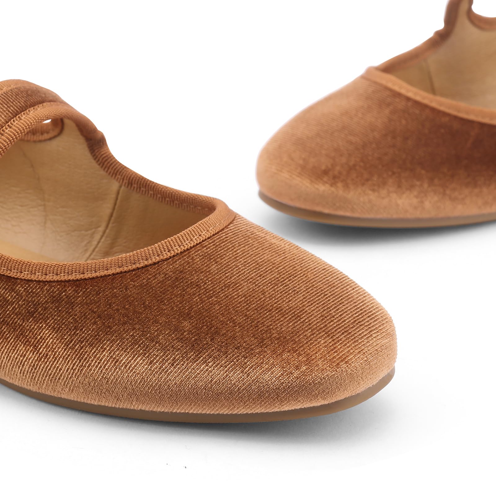 Womens Velvet Mary Jane Ballet Flats
