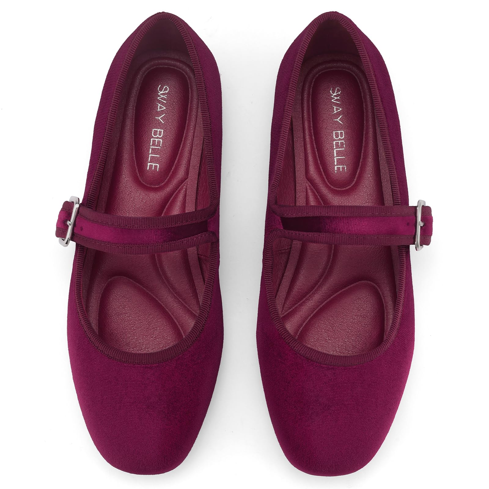 Womens Velvet Mary Jane Ballet Flats