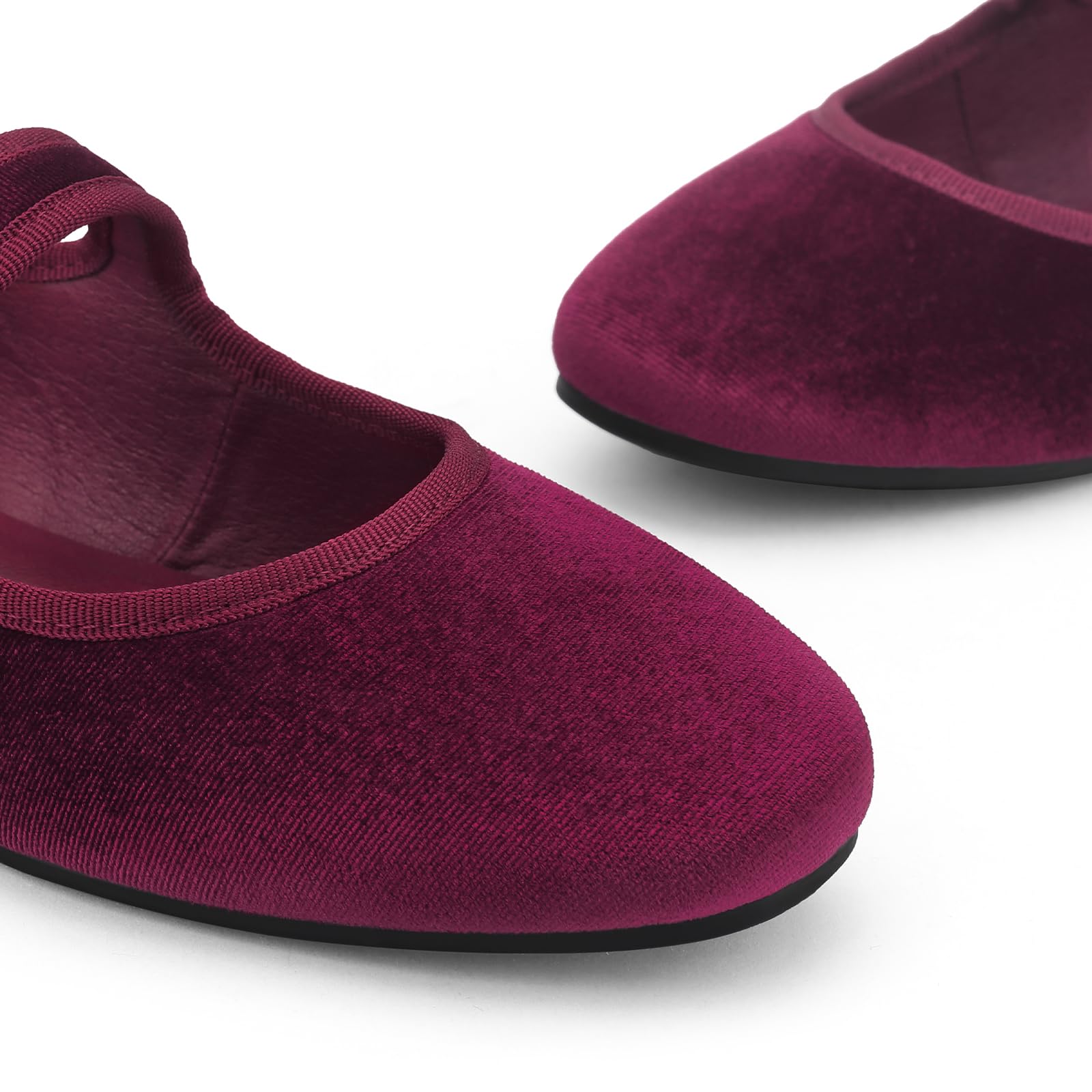 Womens Velvet Mary Jane Ballet Flats