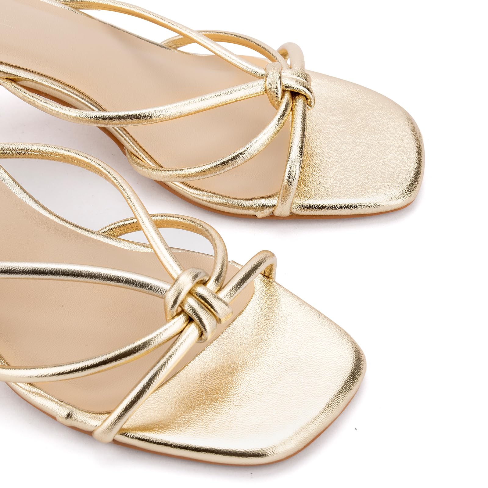 Womens Strappy Kitten Heels Square Open Toe Stiletto Heels