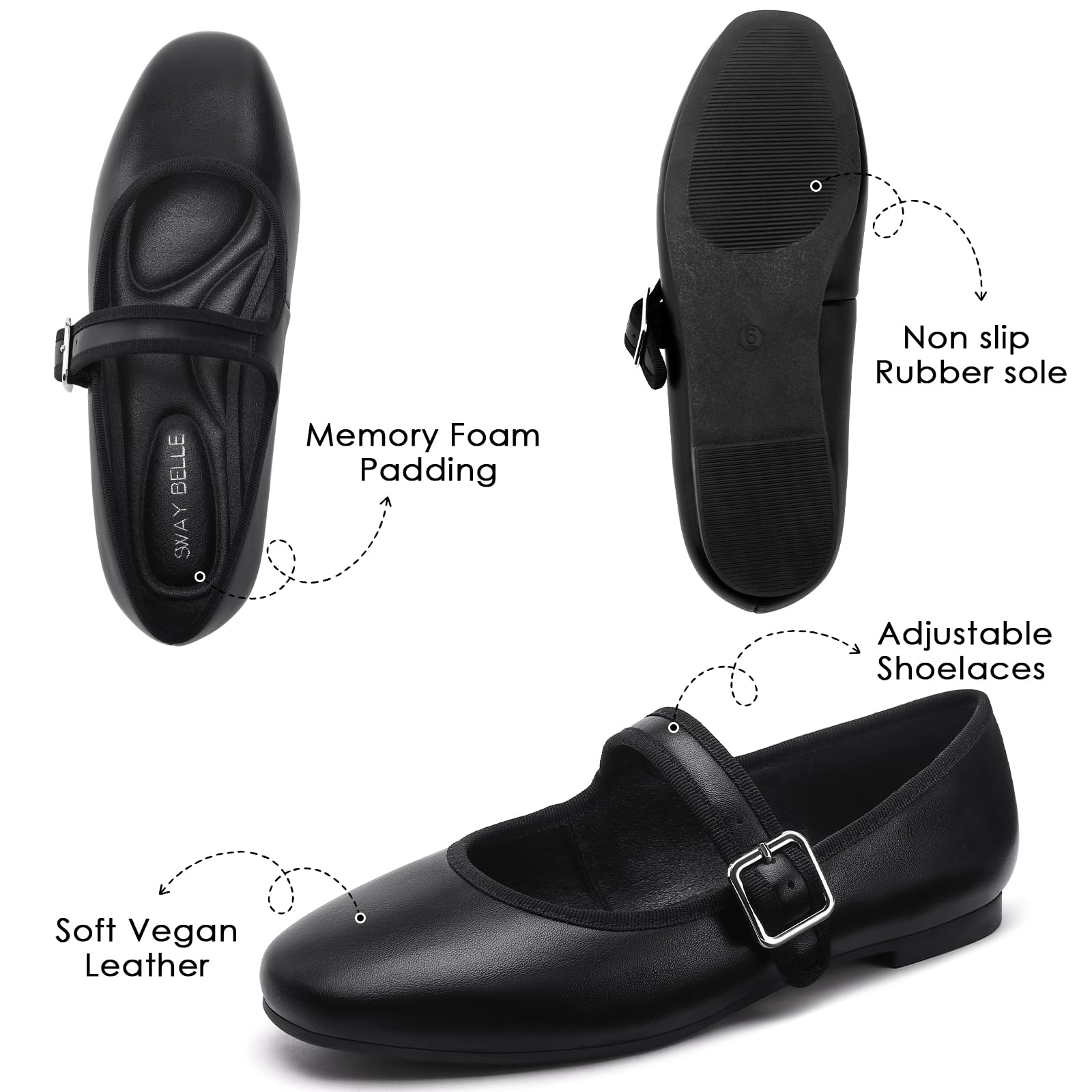 Womens Velvet Mary Jane Ballet Flats