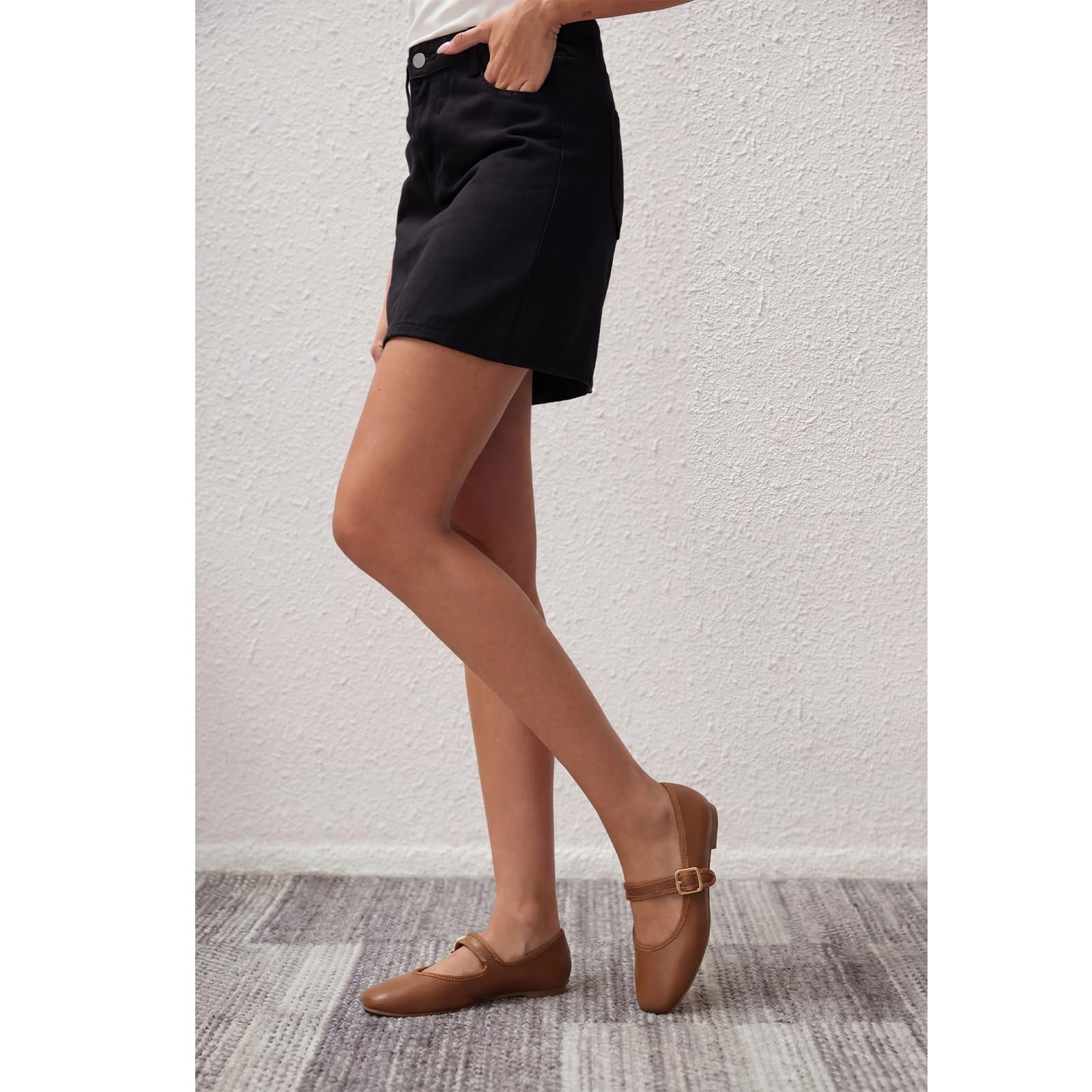 Womens Velvet Mary Jane Ballet Flats