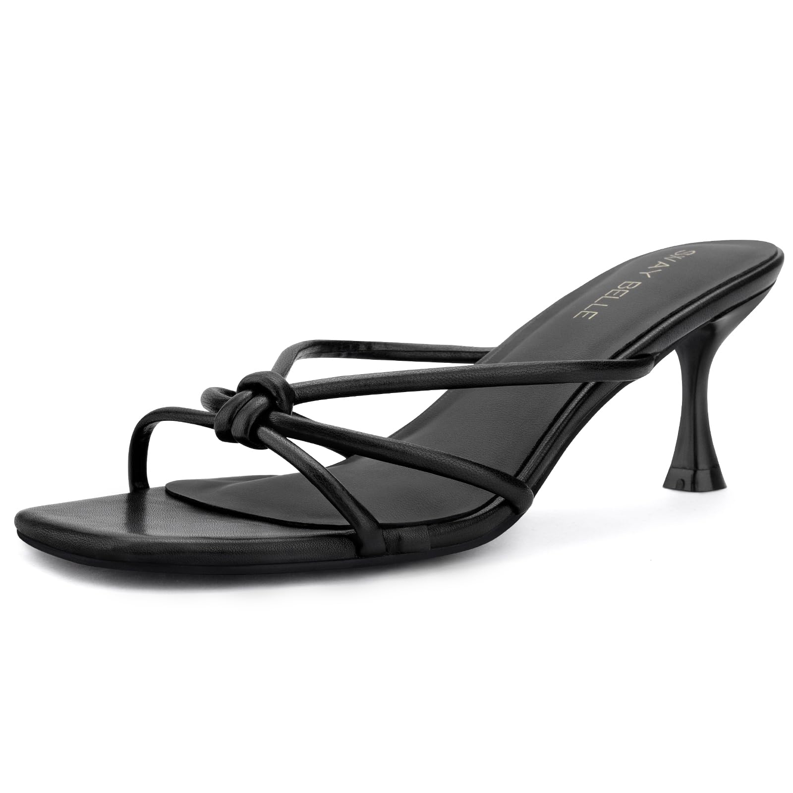 Womens Strappy Kitten Heels Square Open Toe Stiletto Heels