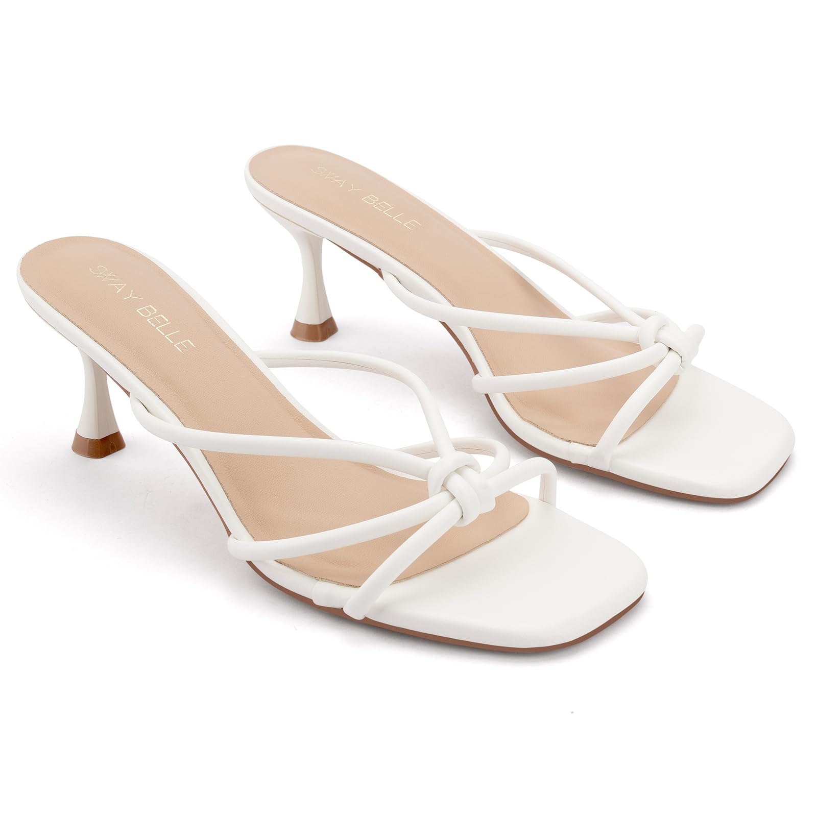 Womens Strappy Kitten Heels Square Open Toe Stiletto Heels