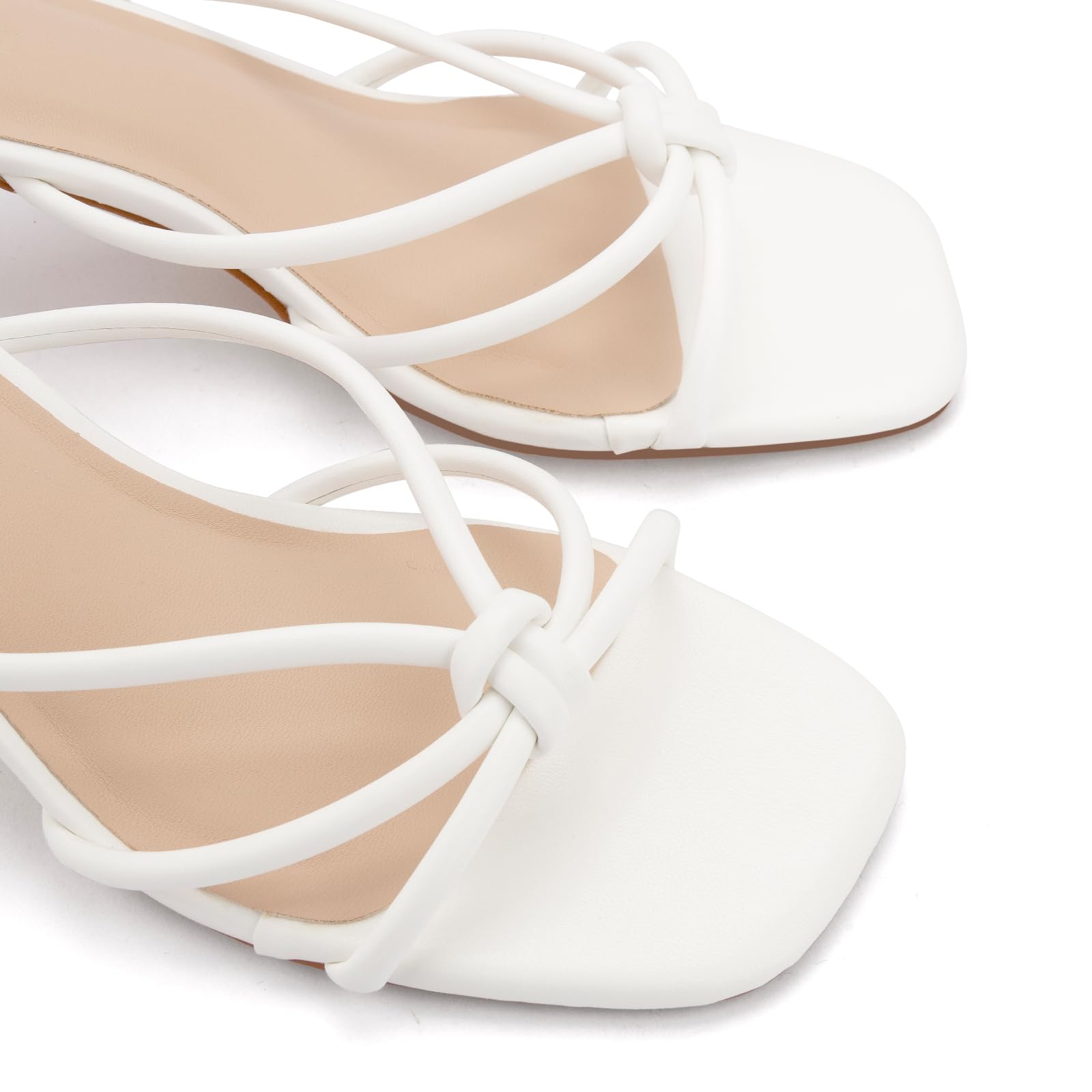 Womens Strappy Kitten Heels Square Open Toe Stiletto Heels