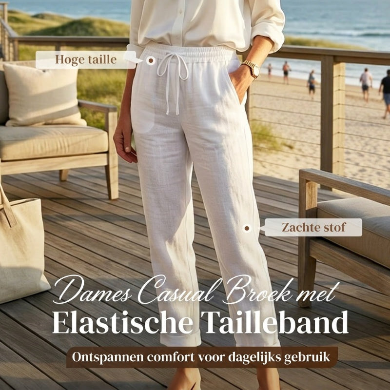 👖 NU 50% KORTING! 🌿 Damesbroek met elastische taille, katoen en linnen, wijde pijpen – ademend, lichtgewicht en comfortabele pasvorm ☀️