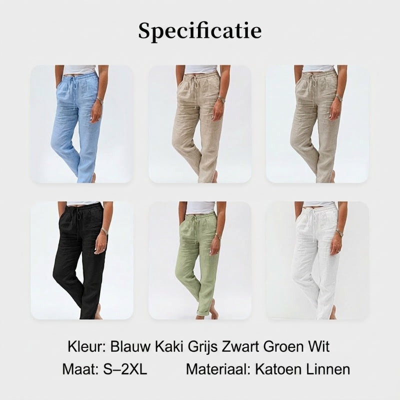 👖 NU 50% KORTING! 🌿 Damesbroek met elastische taille, katoen en linnen, wijde pijpen – ademend, lichtgewicht en comfortabele pasvorm ☀️