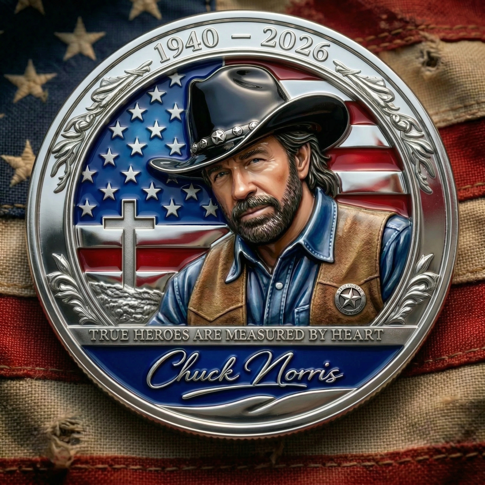 ❤️Buy 3 Get Free Shipping - 🇺🇸🥋Chuck Norris Legacy Tribute 3D engraved Memorial Coin❤