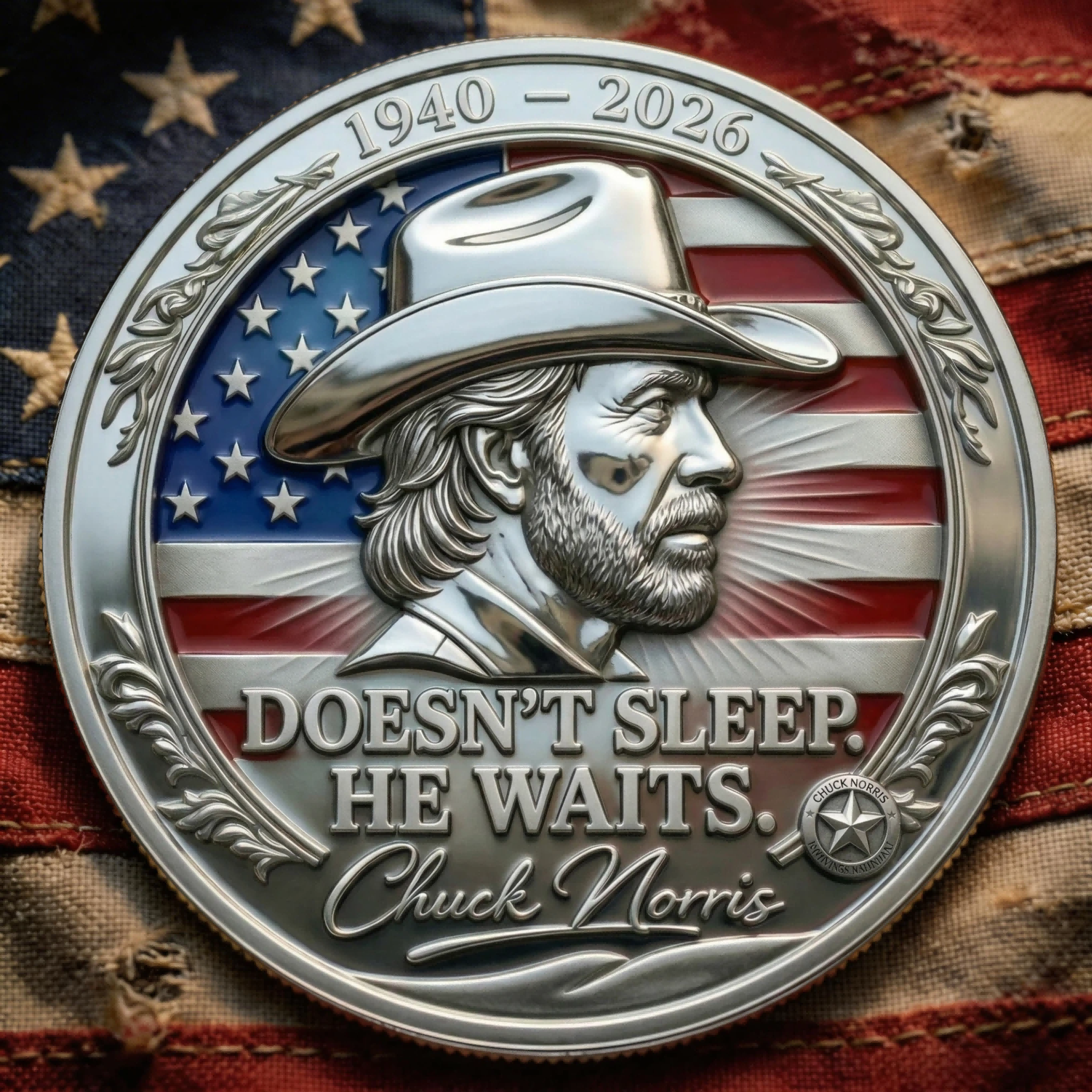 ⚡️Last Day 49% OFF - 🇺🇸Chuck Norris Legend Tribute 3D engraved Memorial Coin🖤
