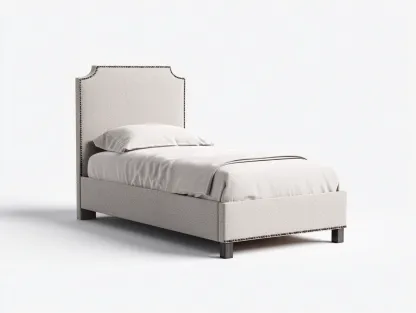 Cama individual tapizada en tela 200x100x110 cm - beige - diseño moderno para dormitorio-Havengobase