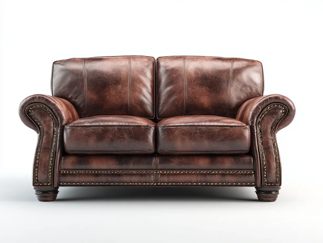 Sofá 2 plazas tapizado en cuero sintético 170x90x88 cm - marrón oscuro - diseño clásico para salón-Havengobase