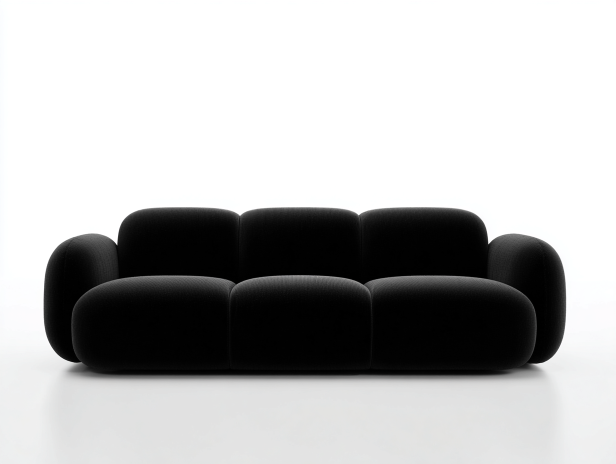 Sofá 3 plazas tapizado tela 225x95x72 cm negro para salón - diseño contemporáneo-Havengobase