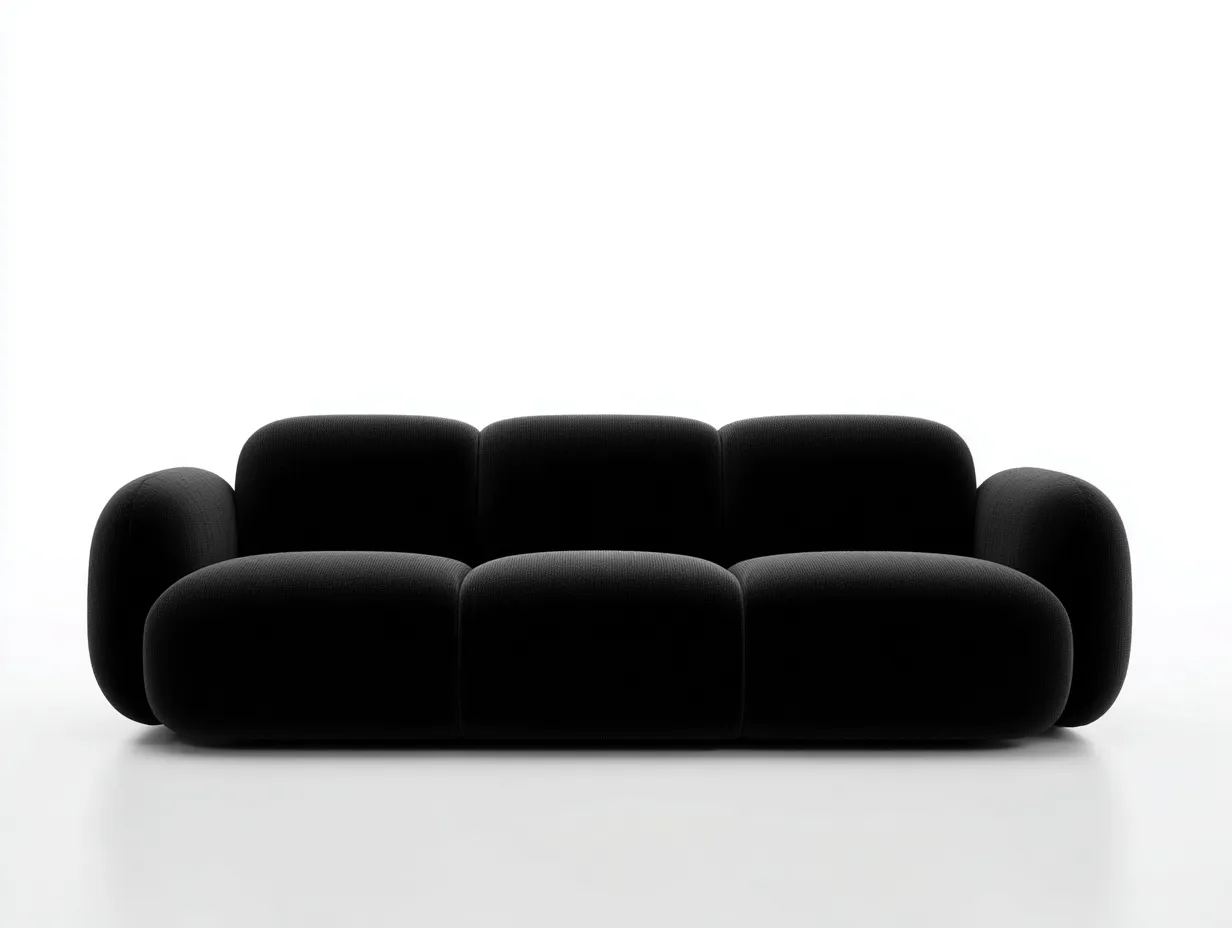 Sofá 3 plazas tapizado tela 225x95x72 cm negro para salón - diseño contemporáneo-Havengobase