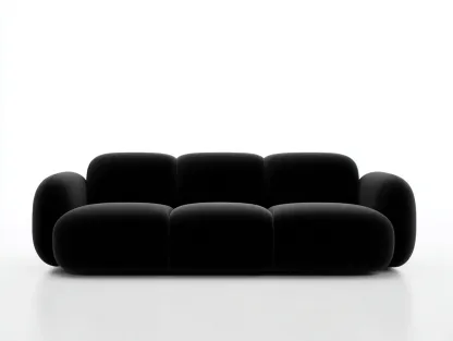 Sofá 3 plazas tapizado tela 225x95x72 cm negro para salón - diseño contemporáneo-Havengobase