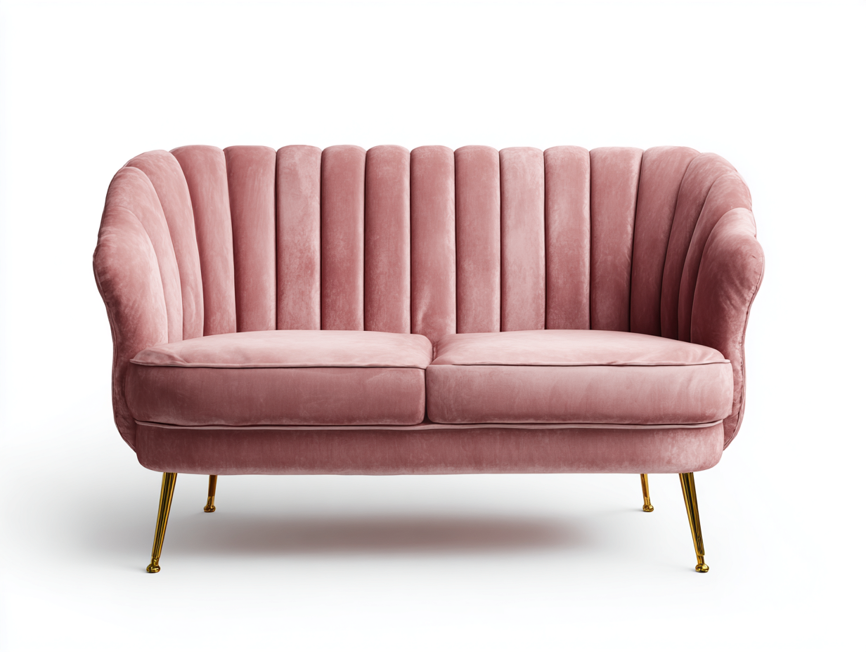 Sofá 2 plazas tapizado en terciopelo 150x80x85 cm - rosa - diseño elegante para sala de estar-Havengobase