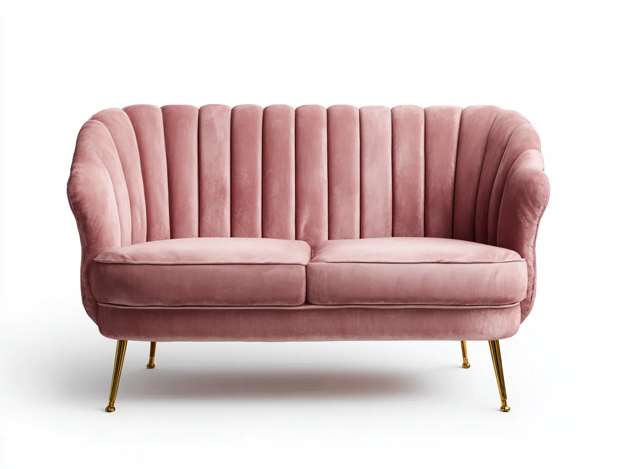 Sofá 2 plazas tapizado en terciopelo 150x80x85 cm - rosa - diseño elegante para sala de estar-Havengobase