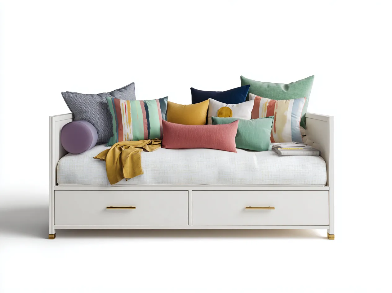 Sofá cama con cajones madera 200x90x85 cm blanco para salón y dormitorio - diseño moderno-Havengobase