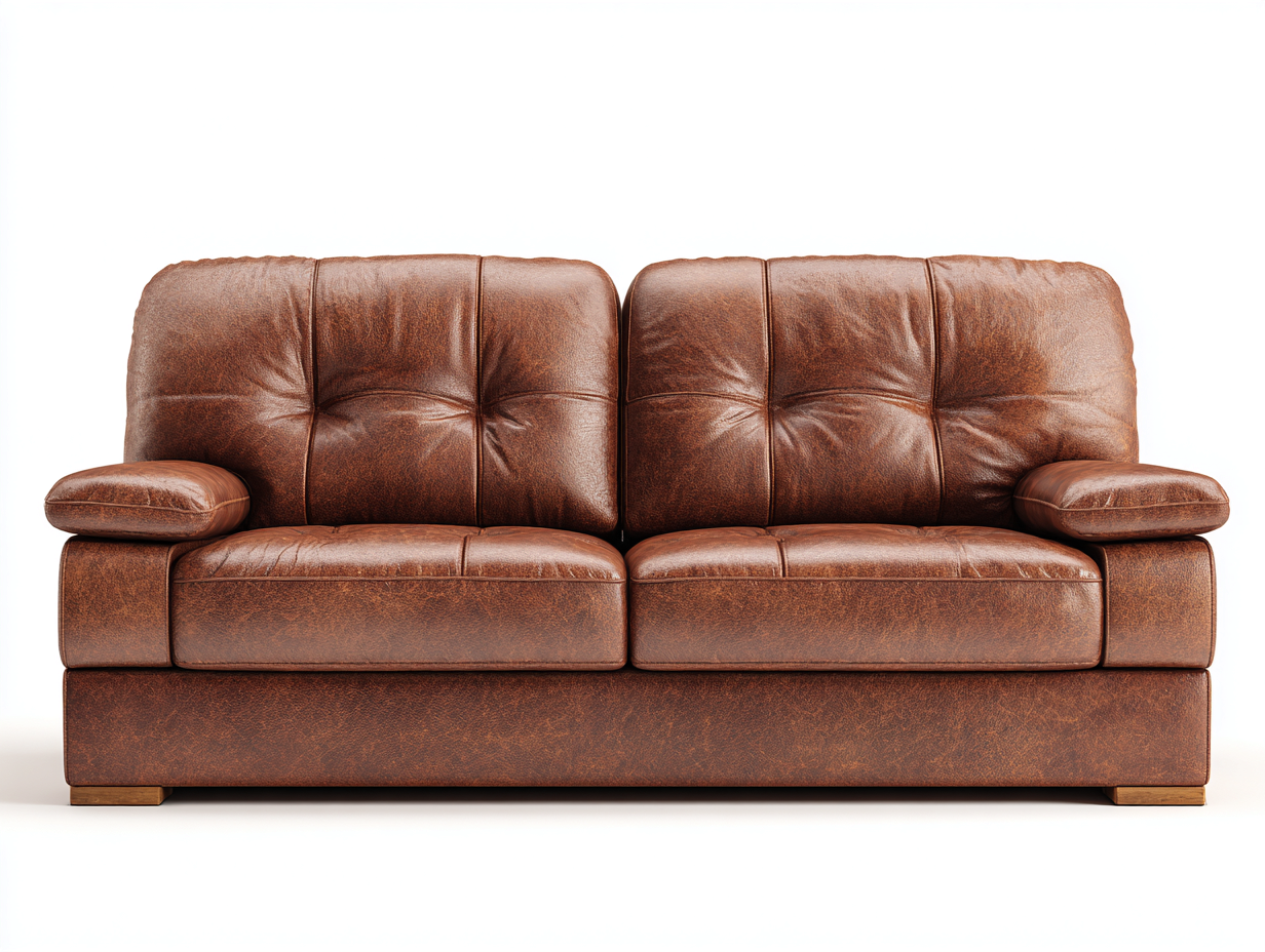 Sofá 2 plazas tapizado cuero sintetico 190x95x90 cm - marron - estilo clasico para salon-Havengobase