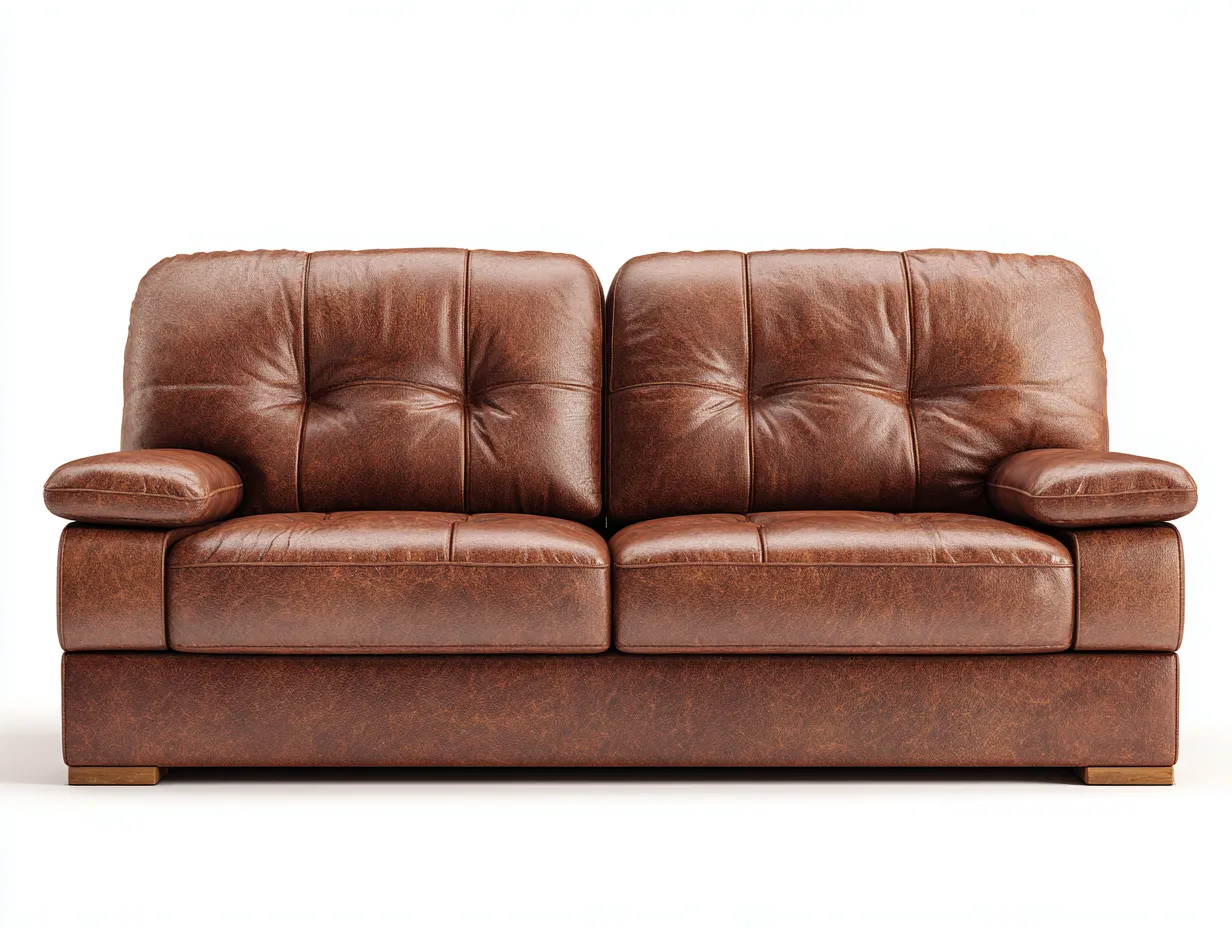 Sofá 2 plazas tapizado cuero sintetico 190x95x90 cm - marron - estilo clasico para salon-Havengobase