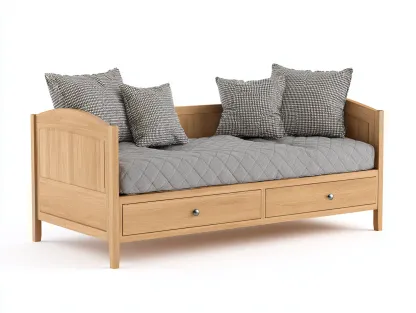 Sofá cama de madera con 2 cajones 200x90x85 cm color madera natural para sala de estar y dormitorio - diseño clásico-Havengobase