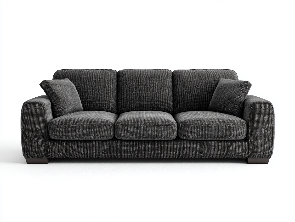 Sofá 3 plazas de tela 210x90x85 cm gris oscuro para sala de estar - diseño moderno-Havengobase