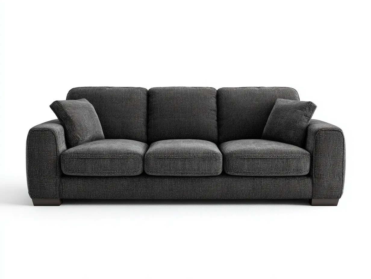 Sofá 3 plazas de tela 210x90x85 cm gris oscuro para sala de estar - diseño moderno-Havengobase