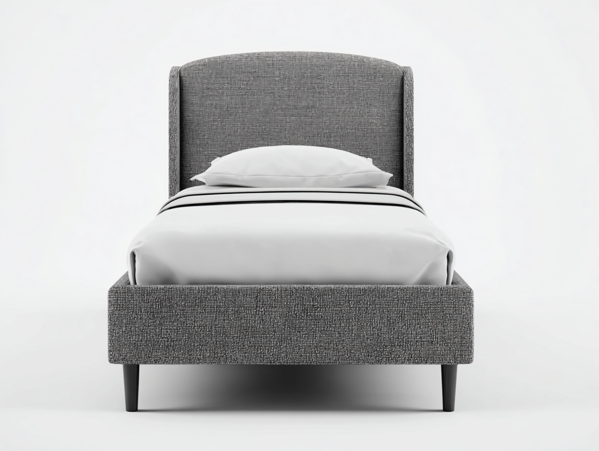 Cama individual tapizada tela 200x95x100 cm - gris - diseño moderno para dormitorio-Havengobase