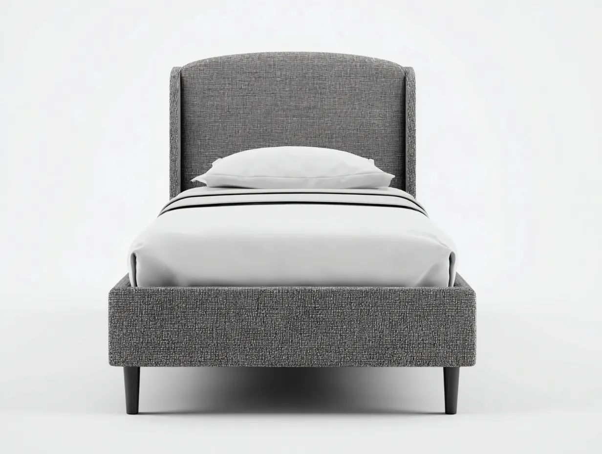 Cama individual tapizada tela 200x95x100 cm - gris - diseño moderno para dormitorio-Havengobase