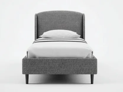 Cama individual tapizada tela 200x95x100 cm - gris - diseño moderno para dormitorio-Havengobase