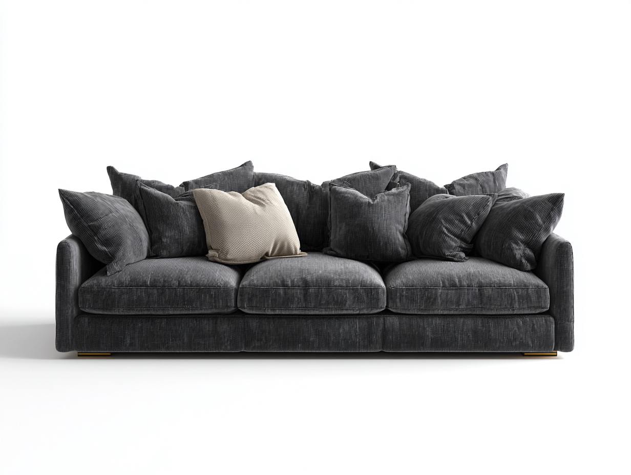 Sofá 3 plazas de tela 230x95x85 cm gris oscuro para sala de estar - diseño moderno-Havengobase